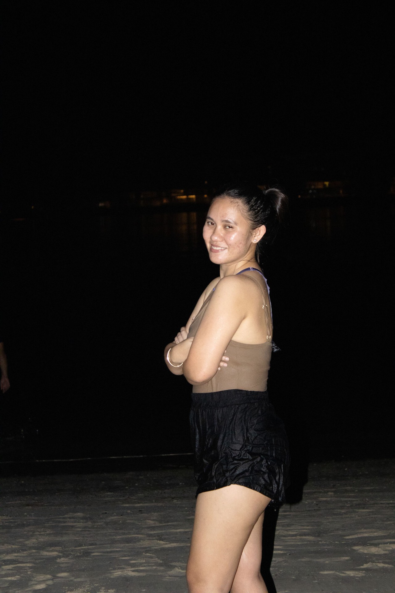 Night beach portrait