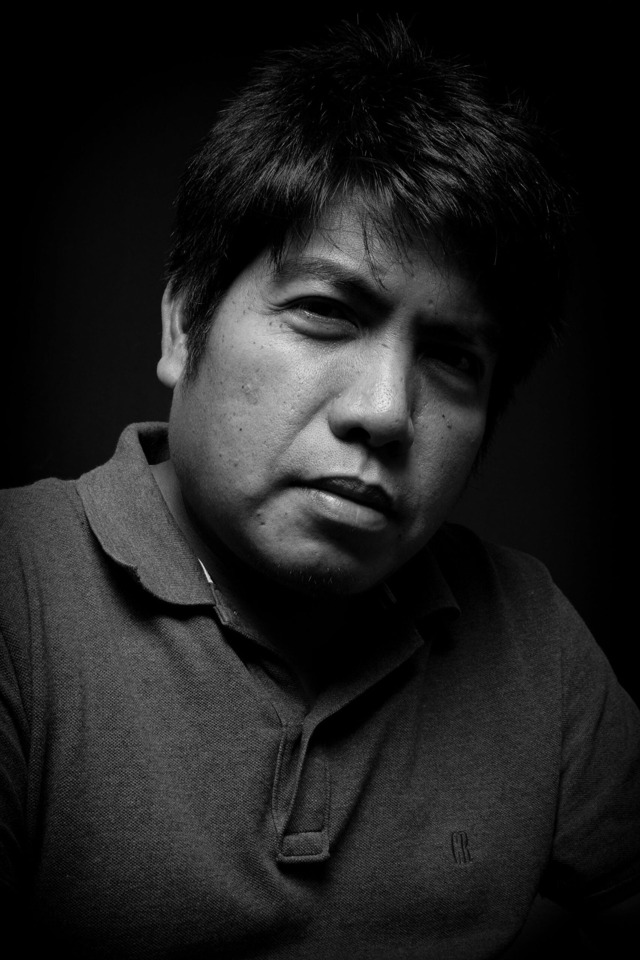Black and white studio portrait