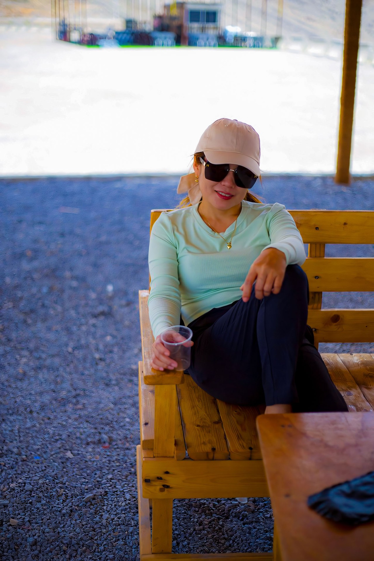 Candid portrait at outdoor cafe
