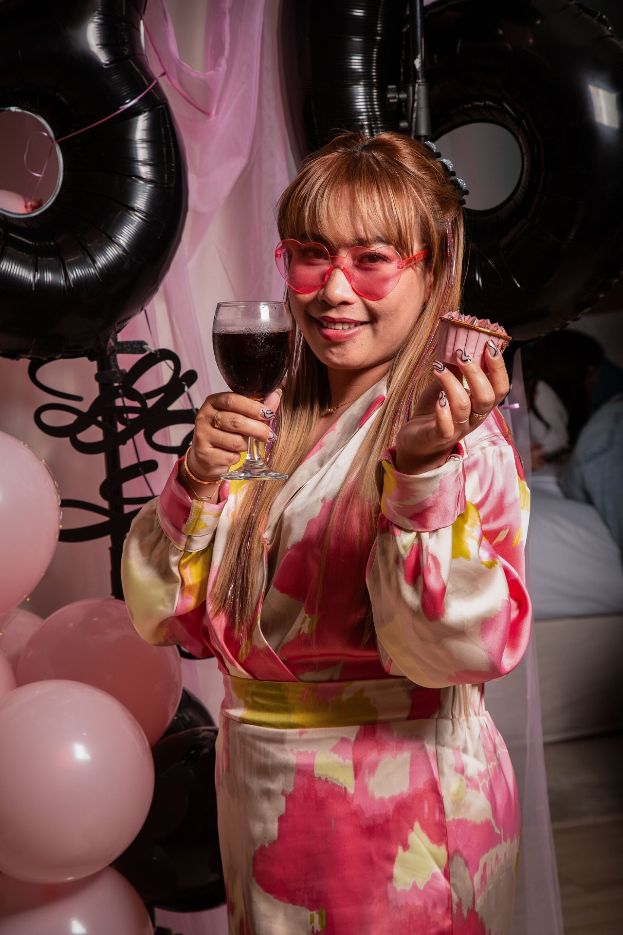 Party portrait with wine